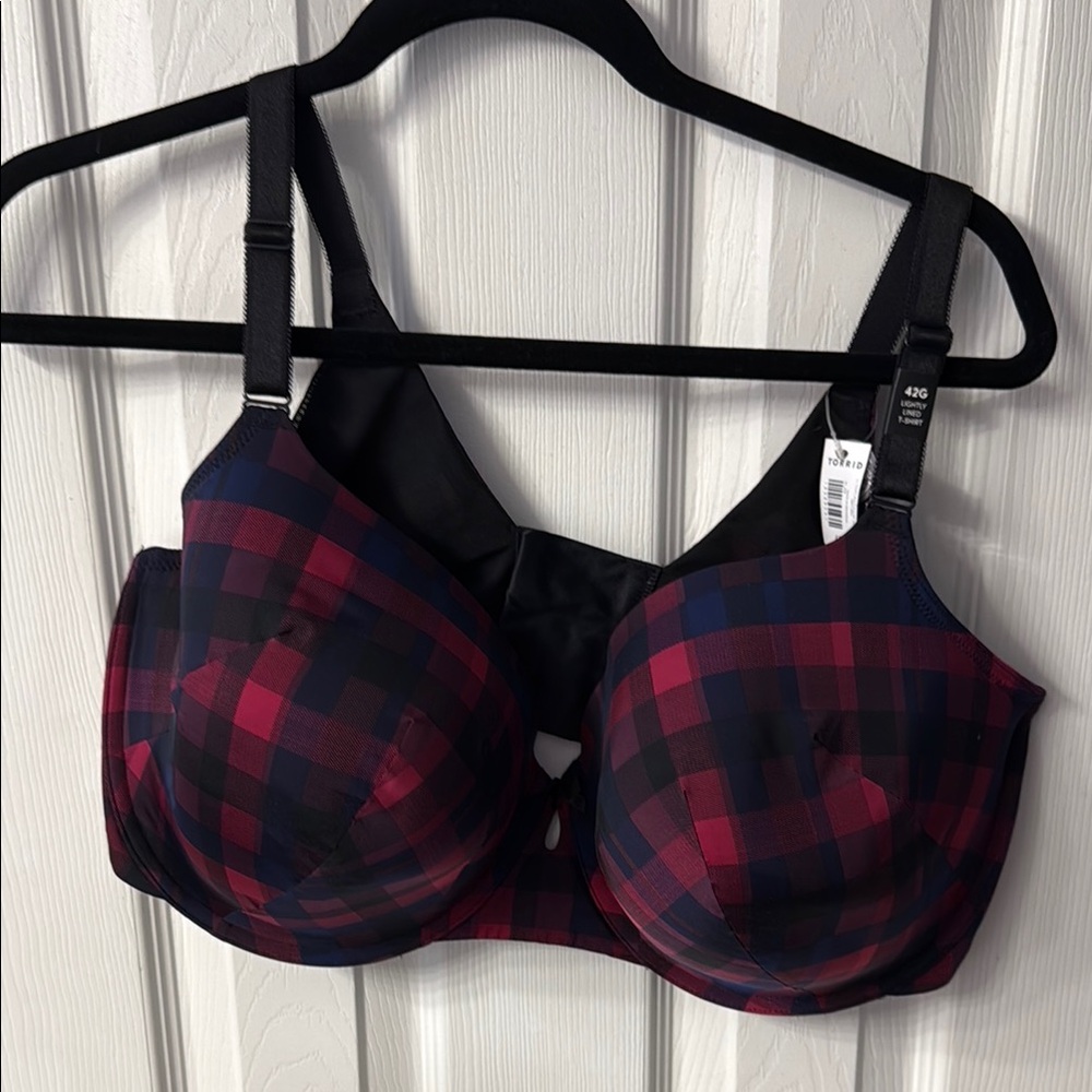 Torrid Black and Red Plaid Underwire Bra